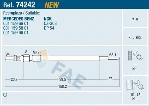 Fae Kızdırma Bujisi M651 7 Volt (A0011596601)