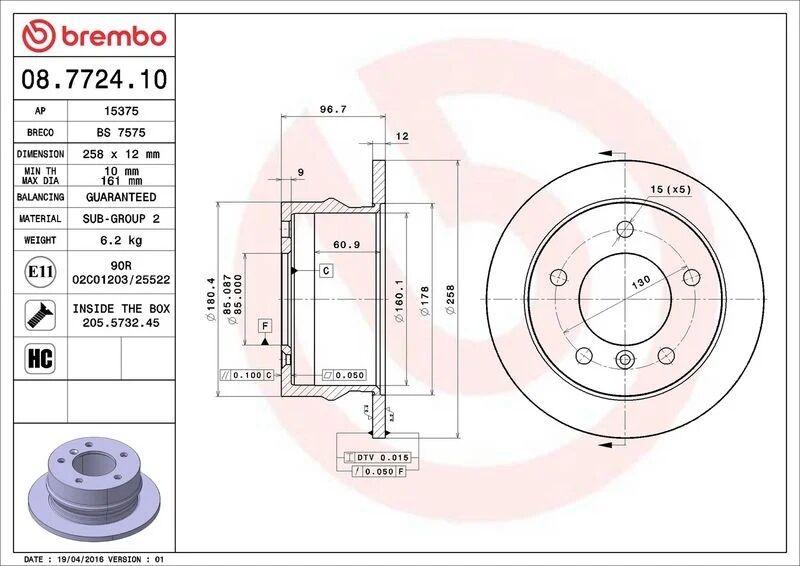 BREMBO ARKA FREN DİSKİ. W901-902. SPRINTER. 208-211-213-214. CDI. (A9014230612)