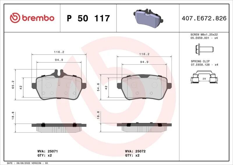BREMBO FREN BALATASI ARKA W217/W222 (A0084200820)