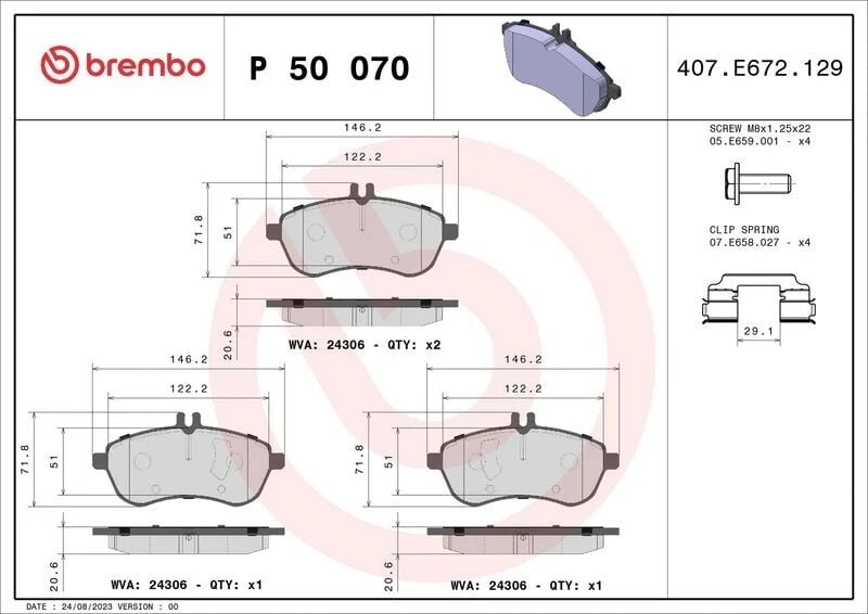 BREMBO FREN BALATASI W204 ÖN (A0074205620)