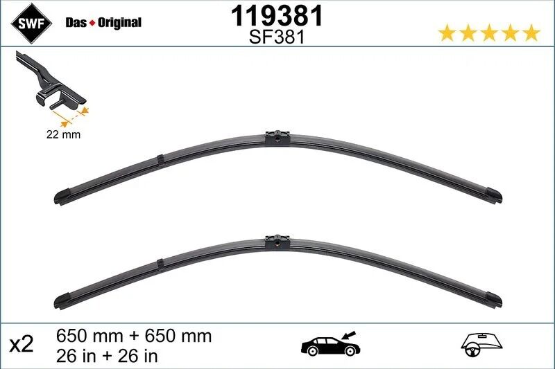 SWF SİLECEK  TAKIM FLAT 211/TOUAREG/CAYENNE  65+65 CM (A2118201445)