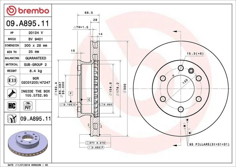 BREMBO FREN DİSKİ ÖN W910 (A9104210100)