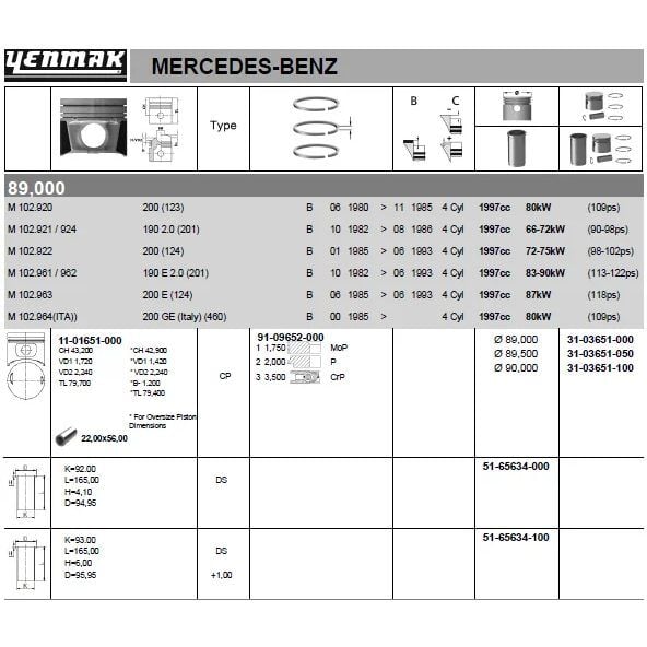 NURAL PİSTON.102  89.00 MM  200 E  BOMBELİ (22) PİM (A1020301038)