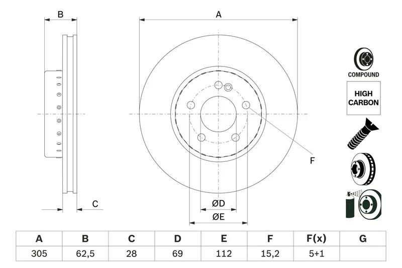 BOSCH FREN DİSKİ  205/213 ÖN (A0004212512)