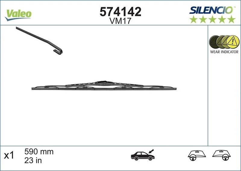 VALEO VALEO SILENCIO VM17 (X1) (600 MM) MERCEDES 190; C-KLAS (ST) (574142)