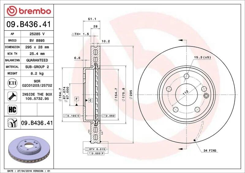 BREMBO ÖN FREN DİSKİ. W117-156-176-246. 4 MATIC. (A2464212412)