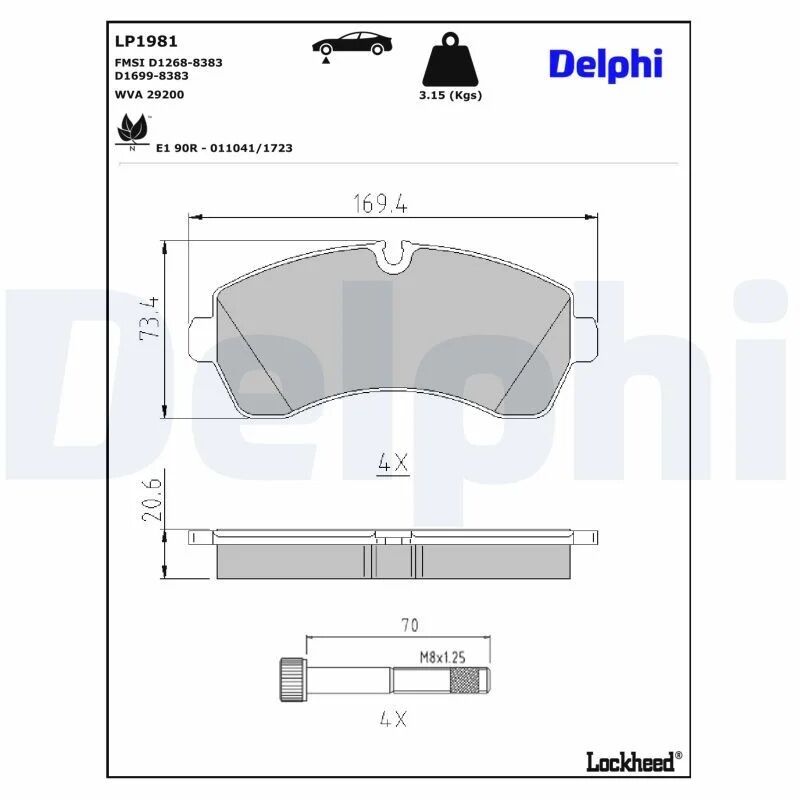 DELPHI FREN BALATASI SPR 907/906 515 CDI CRAFT ÖN (A0044208220)