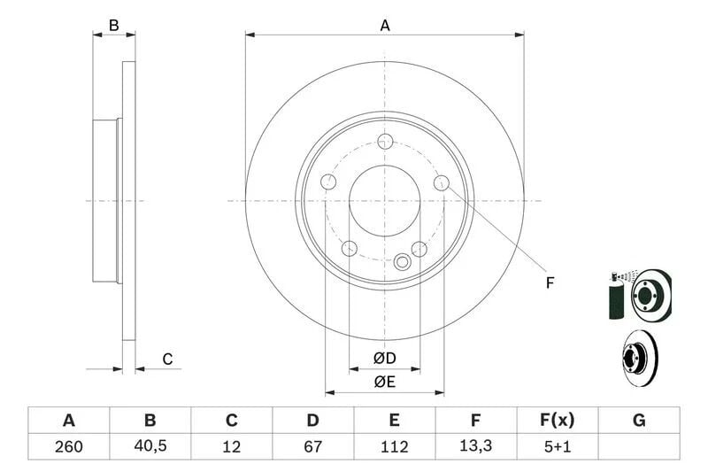 BOSCH FREN DİSKİ  168 ÖN  A140 / A160 CDI TEK (A1684210112)