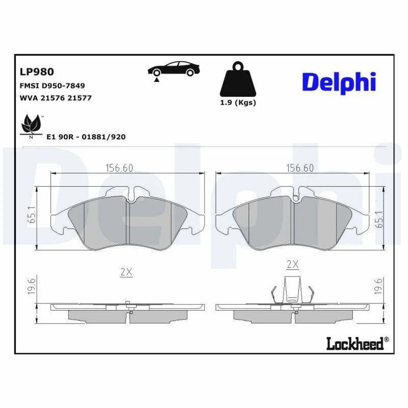 DELPHI FREN BALATASI SPR-VİTO-LT 35 ÖN (A0024209920)
