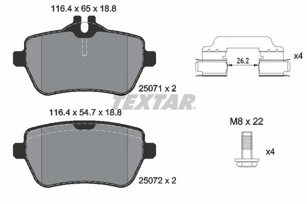 TEXTAR FREN BALATASI 222/231/217 ARKA  SL 350/400/500 (A0084203420)