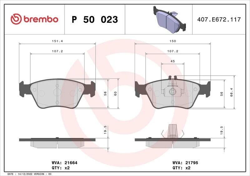 BREMBO FREN BALATASI ÖN W202/W210 (A0044200220)