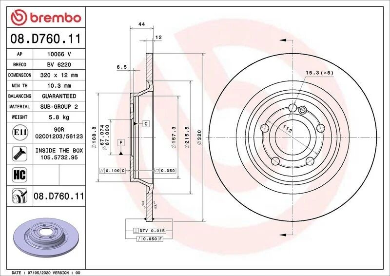 BREMBO FREN DİSKİ ARKA W118/W177/W247 (A2474230312)