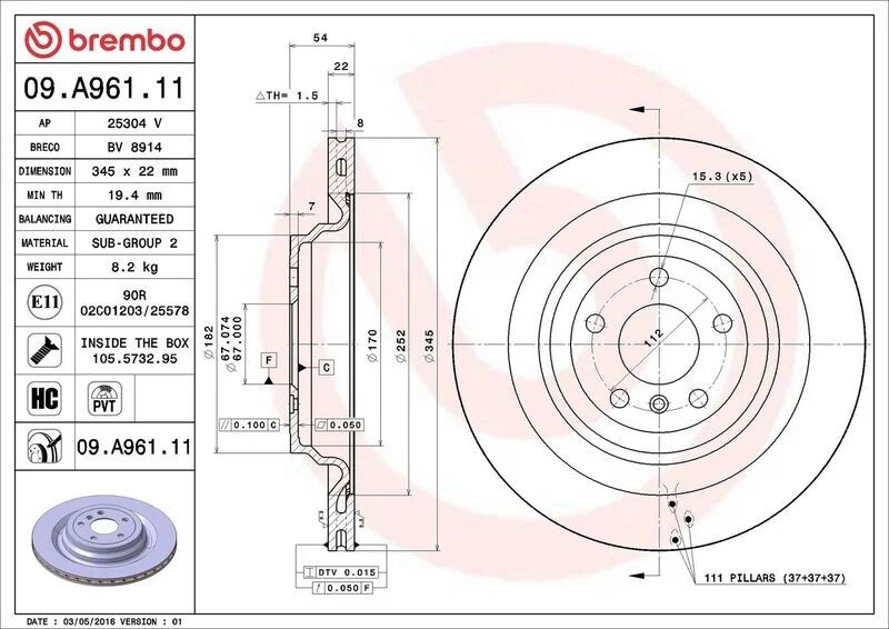 BREMBO ARKA FREN DİSKİ. W166. (A1664230212)