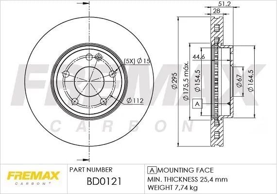 FREMAX ÖN FREN DİSKİ. W176-242-246-117-156. (A2464210112)