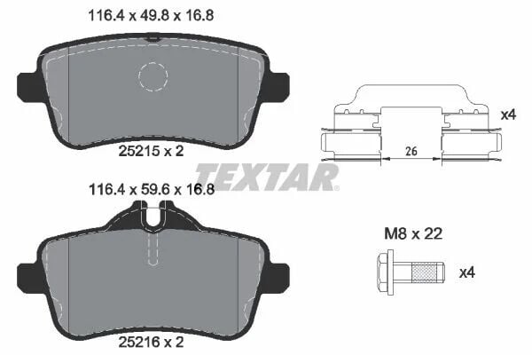 TEXTAR FREN BALATASI 166/292 ARKA GL/ML  AMG 4 MATIC (A0074208620)