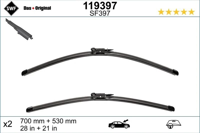 SWF SİLECEK TAKIMI, Flat Blade (7000+530 mm) MERCEDES M CLASS (W251)  (A2518200845)