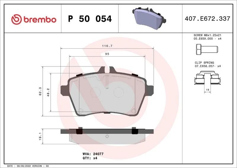 BREMBO FREN BALATASI ÖN W169 (A1694202120)
