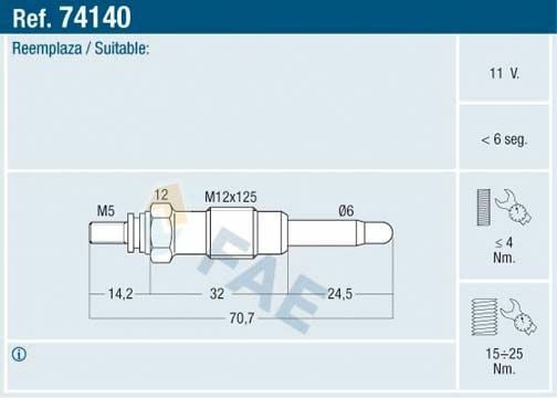 Fae Kızdırma Bujisi M601 11 Volt (0100221107)