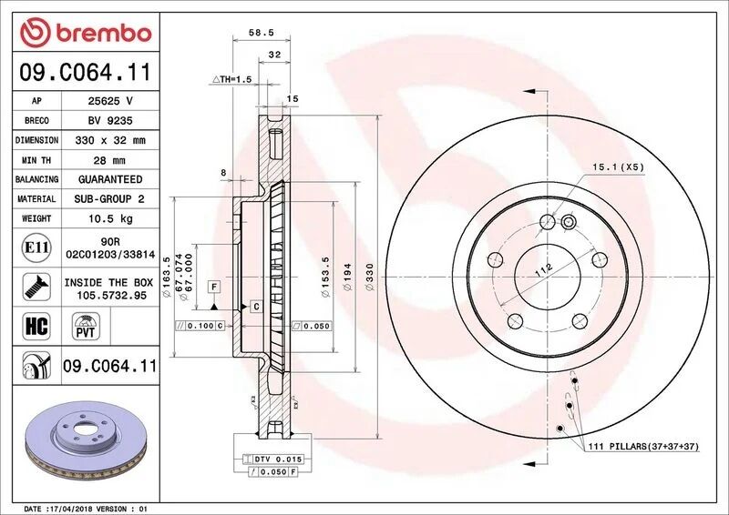 BREMBO FREN DİSKİ ÖN W447 (A4474210012)
