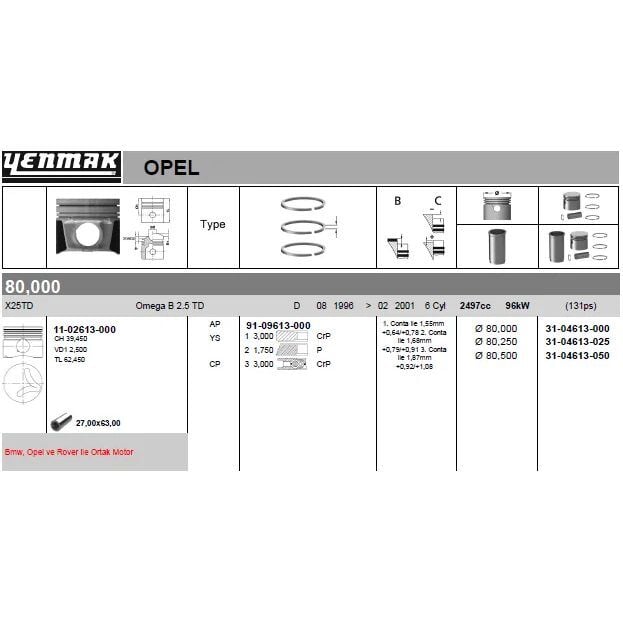 KOLBENSCHMIDT PISTON M51 80.00 M41 (11252243385)