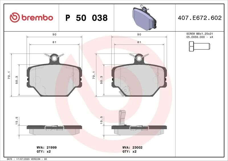 BREMBO FREN BALATASI ÖN W450/W451 (A4514210110)