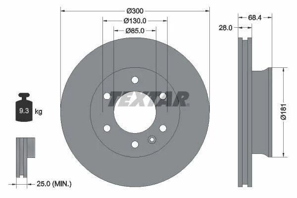 TEXTAR ÖN FREN DİSKİ. W906. SPRINTER-CRAFTER (93143203)