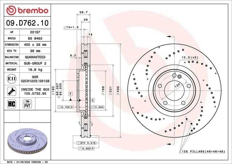 BREMBO FREN DİSKİ W463 (A4634210500)