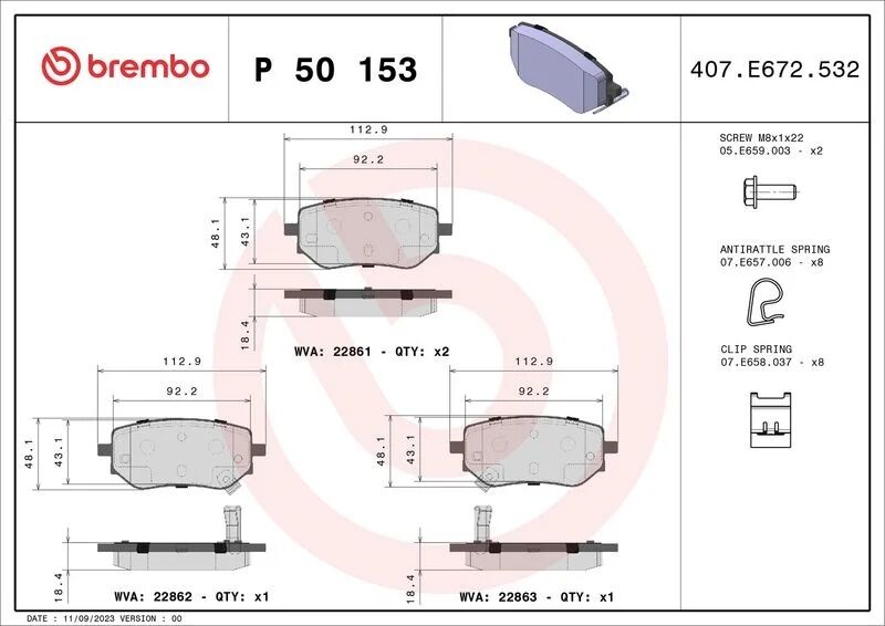 BREMBO ARKA FREN BALATASI. W470. (A4704230600)