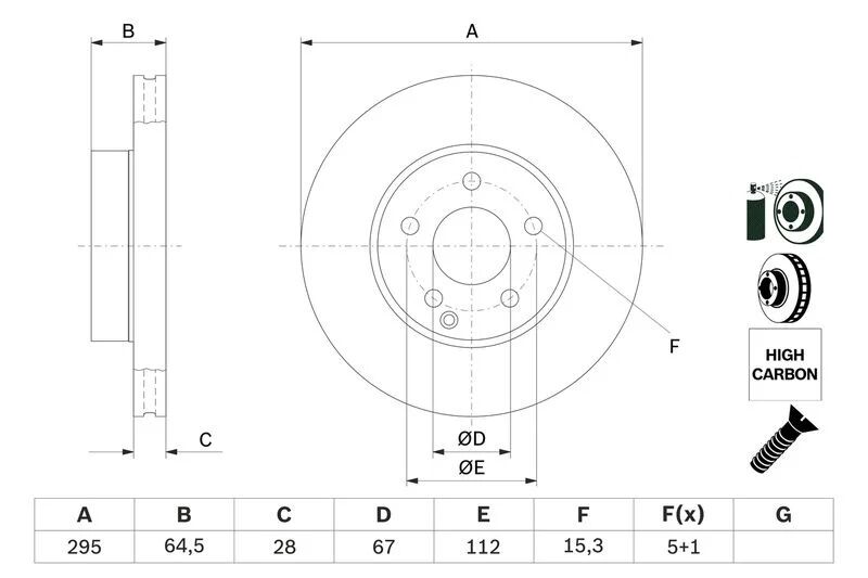 BOSCH FREN DİSKİ  204/212 ÖN   C/E  200/250 CGI (A2124211312)