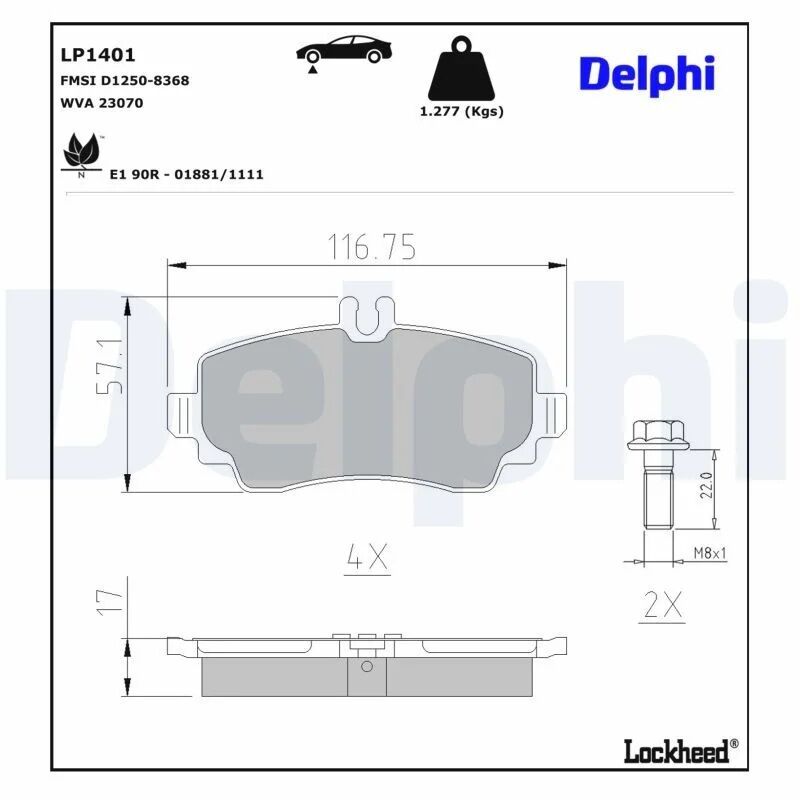 DELPHI FREN BALATASI 168 / VANEO ÖN (A1684201420)