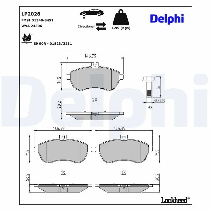 DELPHI FREN BALATASI 204/212 ÖN (A0054200820)