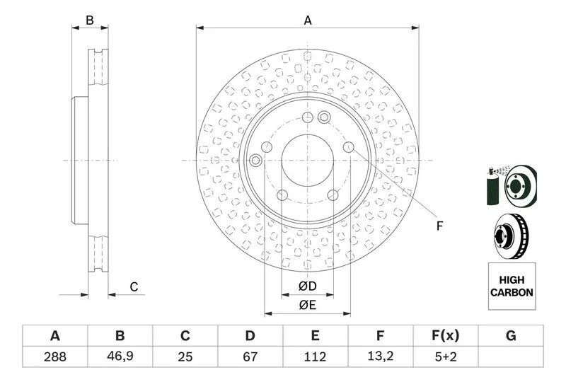 BOSCH FREN DİSKİ  203/209 ÖN C 180/200 - 210  E 200 (A2034210312)