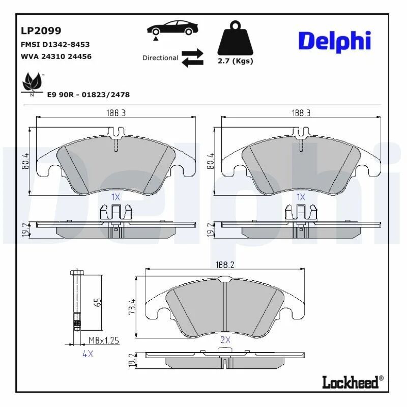 DELPHI FREN BALATASI 204/212/218/207 ÖN KULAKLI (A0054201620)