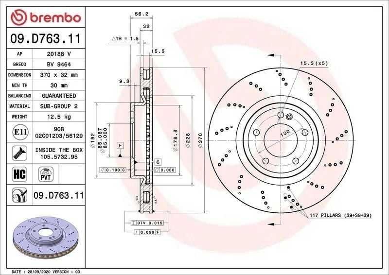BREMBO FREN DİSKİ ARKA W463 (A4634230000)