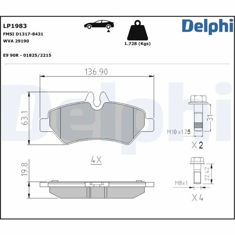 DELPHI FREN BALATASI SPR-906- CRAFTER ARKA (A0044206920)