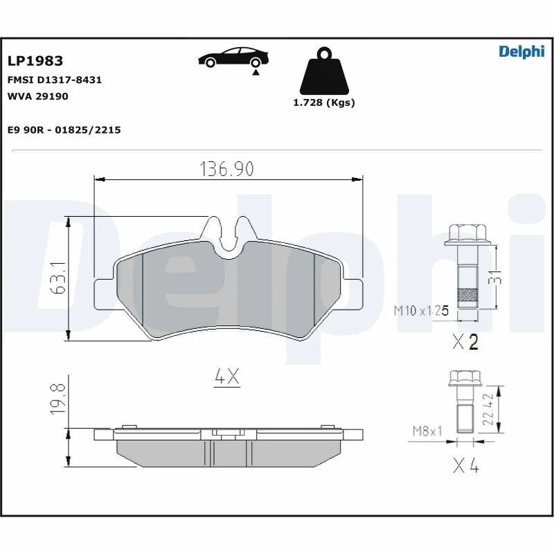 DELPHI FREN BALATASI SPR-906- CRAFTER ARKA (A0044206920)