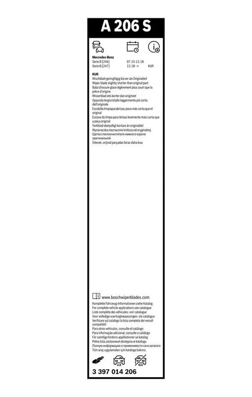 BOSCH SİLECEK TAKIM AEROTWİN 65+47,5  W242/246/247 (GLA) (A2478200502)