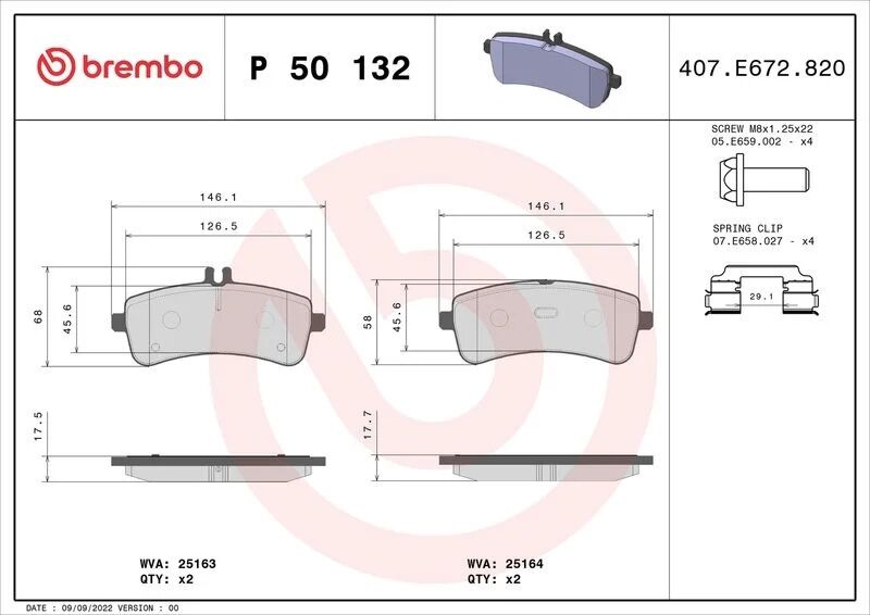 BREMBO FREN BALATASI ARKA W205/W222 (A0004203700)