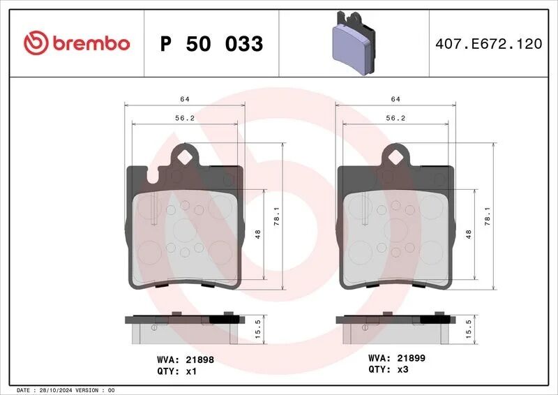 BREMBO ARKA BALATA W203/W209/W210 (A0034205220)
