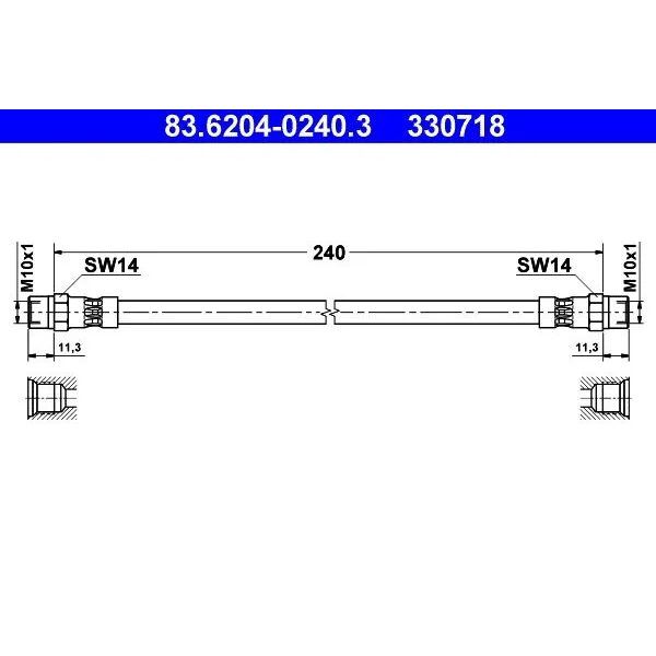 ATE FREN HORTUMU ARKA 115/VW İKİ UCU DİŞİ   3.5040 (A0004282635)