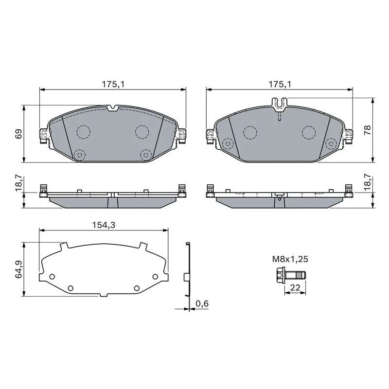BOSCH FREN BALATASI ÖN W205-253-213-238 BM 14- (0986460129)