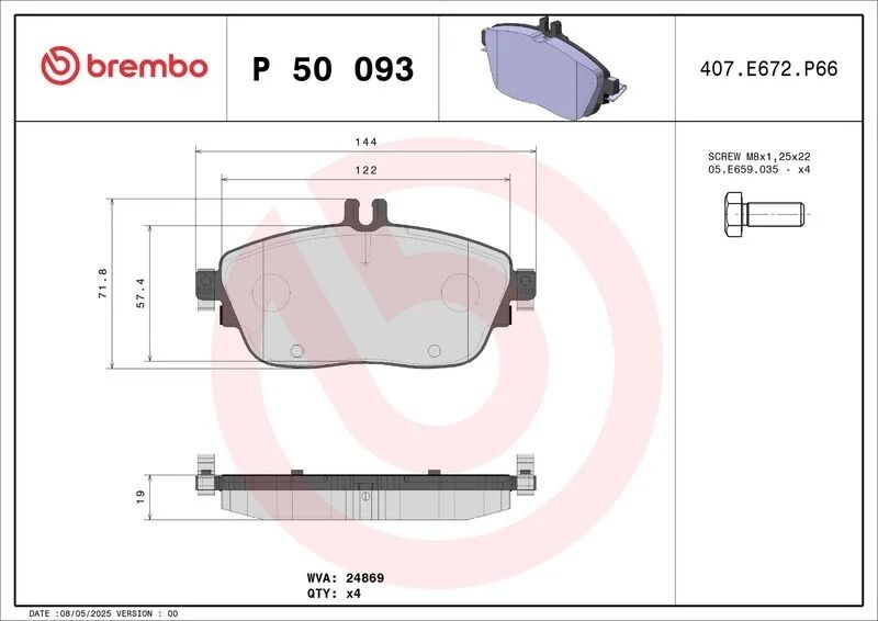 BREMBO FREN BALATASI ÖN W117/W156/W176/W246 (A0004203002)