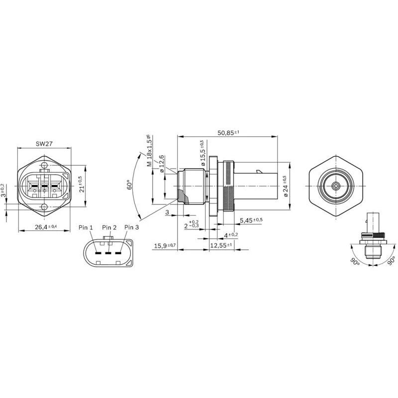 BOSCH BASINÇ SENSÖRÜ 642/646  164/203/204/211/906 (A0061536528)