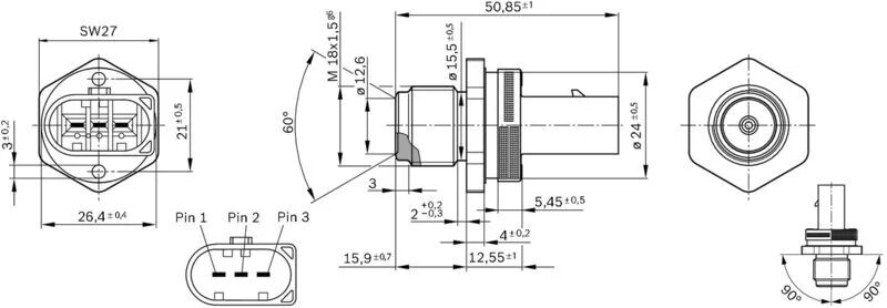 BOSCH BASINÇ SENSÖRÜ 642/646  164/203/204/211/906 (A0061536528)