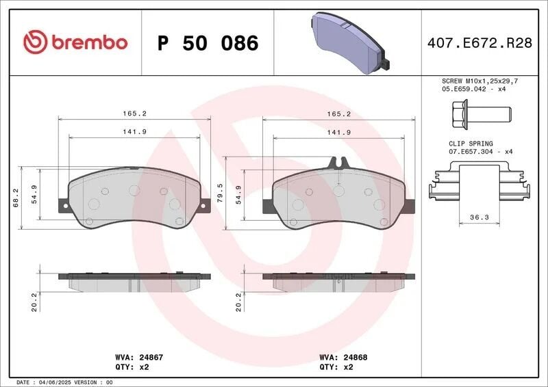 BREMBO ÖN FREN BALATASI. W204. GLK. 4 MATIC… (A0054209220)