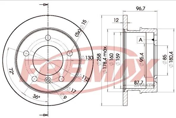 FREMAX ARKA FREN DİSKİ. W901-902. SPRINTER. 208-211-213-214. CDI... (A9014230612)