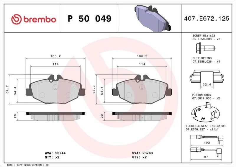 BREMBO FREN BALATASI ÖN W211 (A0044208720)
