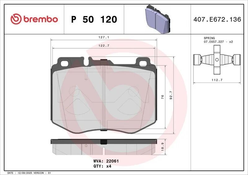 BREMBO FREN BALATASI ÖN W205/W213/W238/W253 (A0084201820)