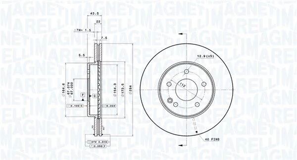 MAGNETI MARELLI ÖN FREN DİSKİ. W202 HAVALI... (360704020800)